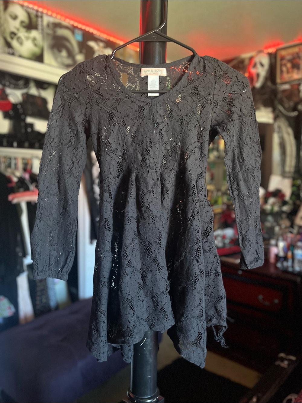 Black Lace Long Sleeve Dress